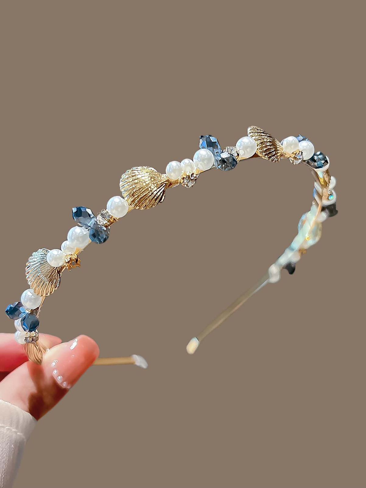 Boho Shell & Faux Pearl Decor Headband,Hairband,Hair Hoop Headbands