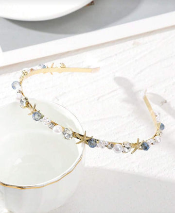 Boho Shell & Faux Pearl Decor Headband,Hairband,Hair Hoop Headbands