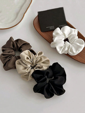 4pcs/1pc Women Satin Scrunchie, Elegant Silky Hair Ties, Minimalist Solid Color Shiny Hair Accessories For Ponytail And Everyday Use Scrunchies Scrunchy Hair Ties, Casual