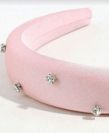 1pc Women Solid Satin Faux Crystal Fashion Headband, Suitable For Everyday Wear,Hairband,Hair Hoop Headbands