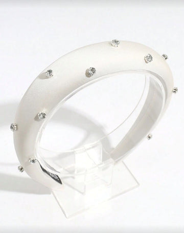 1pc Ladies' Solid Color Satin Rhinestone Fashion Headband Suitable For Daily Wear Party,Hairband,Hair Hoop Headbands