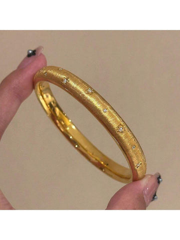 1pc Starry Sky Bracelet, Set With Gold Brushed Diamonds, A Stylish And Versatile Luxury Bracelet