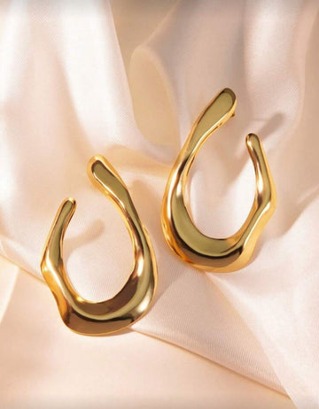 1 Pair Minimalist & Elegant Asymmetrical U-Shaped Stainless Steel Earrings, Suitable For Women's Daily Wear Or Party, Also Make A Great Gift