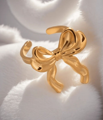 1pc New Fashion Lightweight Bowknot Ribbon Style Delicate Adjustable Open Ring For Women,Valentine's Day Ring Gift Valentines