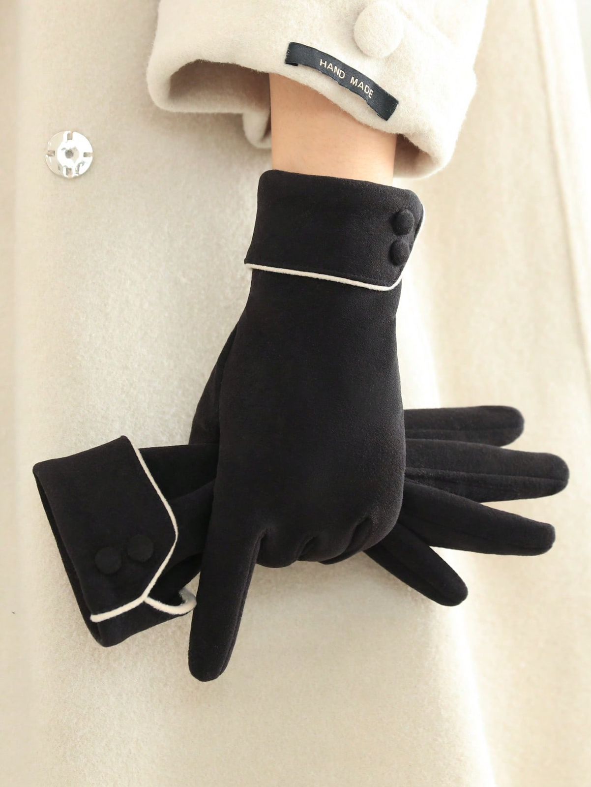 1 Pair Women's Winter Warm Gloves, Windproof, Thermal Lined, Touchscreen Capable, Elegant Design For Riding, Driving, All Fingers