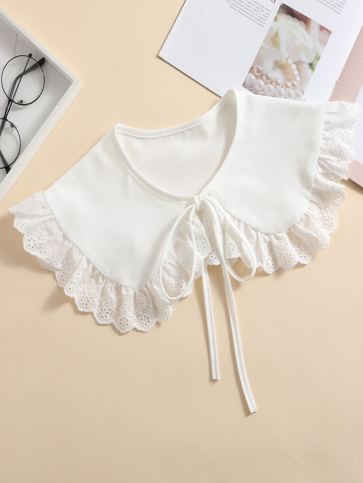 1pc Ladies' Fashionable Shoulder Wrap With Peter Pan Collar & Lace Decoration For Daily Wear Valentine's Day