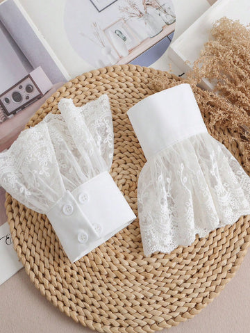 1 Pair Fashionable & Elegant Lace Hollow Floral Sleeve Cuffs