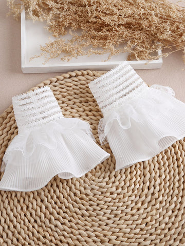 1pair Ladies' Fabric Flare Design Decorative False Cuff Perfect For Travel Decoration Valentine's Day