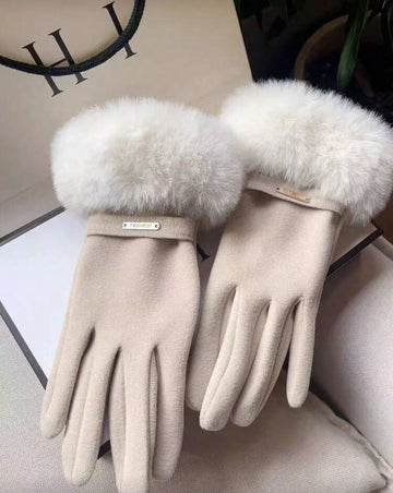 Women's Touchscreen Gloves In Beige, Waterproof With Soft Warm Thermal Lined , Winter Outdoor Gloves Halloween