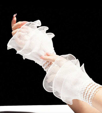 1 Pair 3-Layer Sheer Elastic Bell Sleeve Cuffs Decor For Women
