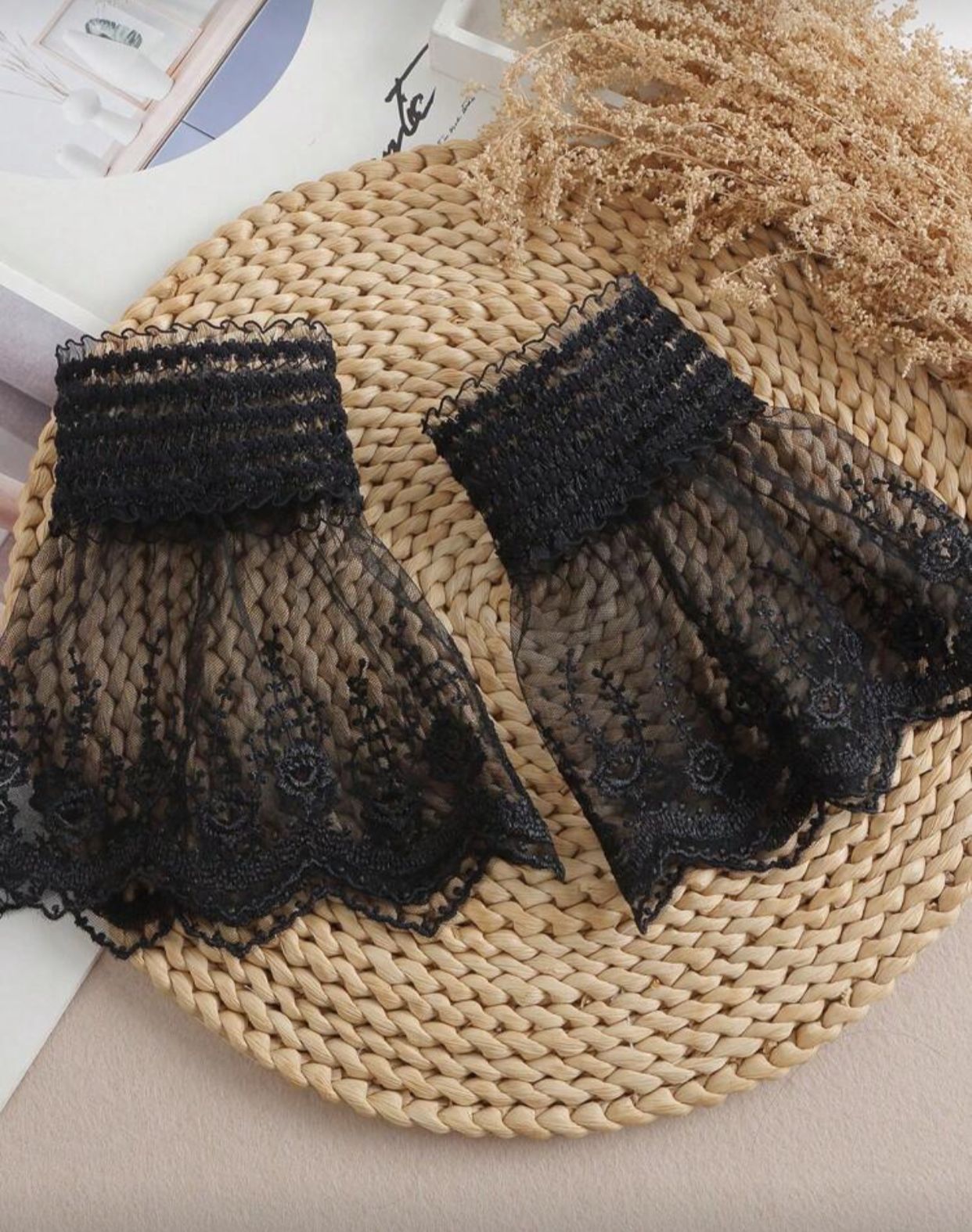 1pair Women's Black Mesh Tulle Decorative Sleeves, Fashionable & Exquisite, Ideal For Decorative Purpose While Travelling Wedding Valentine's Day Valentines