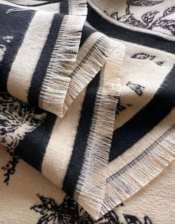 1pc Women Double-Sided Imitation Cashmere Floral Jacquard Warm Scarf/Shawl, Suitable For Daily Wear, Autumn/Winter For Dress
