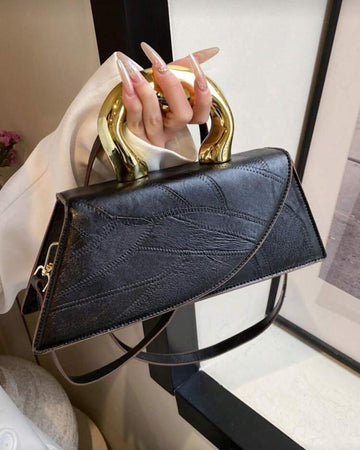 Long Asymmetric-Shaped Metallic Tote Bag