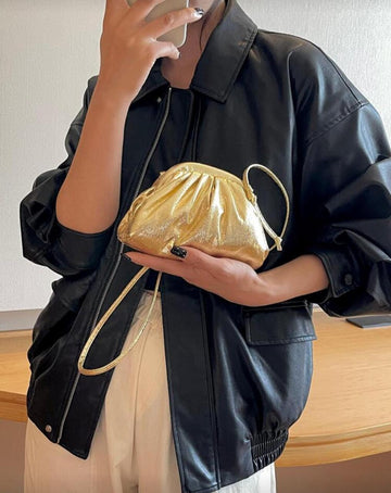 Sequin,Luxury,Shiny Evening Bag,Dinner Bag Glamorous,Elegant,Exquisite,Quiet Luxury Mini Ruched Bag Metallic PU Rhinestone For Party Girl,Woman,Bride Perfect For Party,Wedding