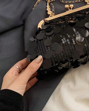 HELLO WEEKEND 1pc Glittery Sequined Clutch Bag, Elegant & Fashionable, Perfect For Ladies' Parties