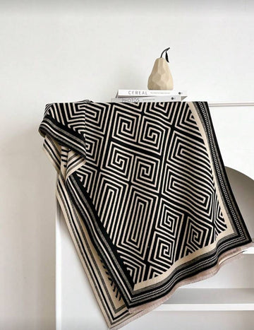 1pc Women's Striped Faux Cashmere Jacquard Warm Scarf Shawl, Suitable For Daily Wear