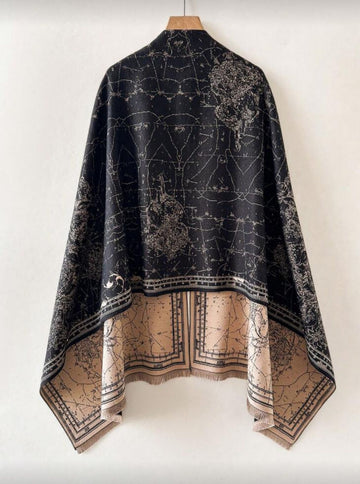 1pc Women's Reversible Faux Cashmere Floral Jacquard Warm Scarf Shawl, Suitable For Daily Wear, Autumn/Winter