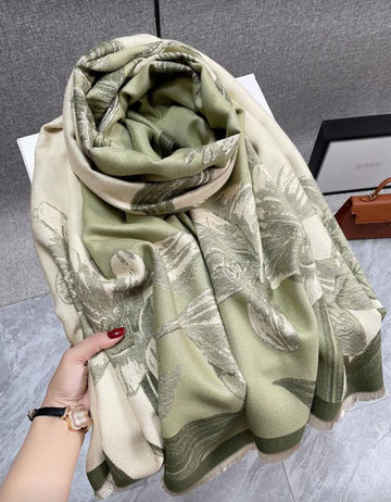 FADZOYLE 1pc Women's Long Floral Print Scarf, Soft Cashmere Feel, Fashionable Tassel Shawl