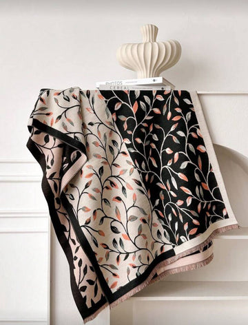 1pc Elegant Dual-Tone Floral Jacquard Scarf, Warm And Versatile For Women, Suitable For Air-Conditioned Rooms, Autumn/Winter, Fashion Accessory And Gift For Dress