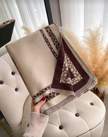 1pc Women Reversible Faux Cashmere Color Block Fashion Versatile Air Conditioning Shawl Scarf, Thick & Warm For Daily Use, Autumn/Winter For Dress