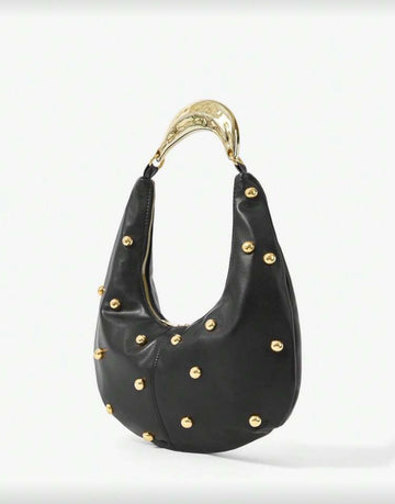 Maija Ladies, Women Shoulder Bag,Hobo Bag, Hardware Handle,PU, Fashionable, Elegant , Simple, Personalized, Versatile, Rivets, For Commute, Office,Date, Daily,Shopping, Afternoon Tea