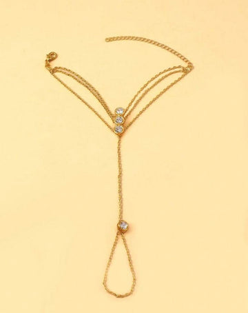 1pc Multi-Layer Crystal Knuckle Ring Bracelet, Elegant Women's Bracelet, Summer Beach Resort Style Accessory.