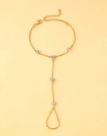 Gold Flower Bracelet, Women's Crystal Ring Bracelet, Bohemian Fairy Style Accessories, Suitable For Summer Party Outfits