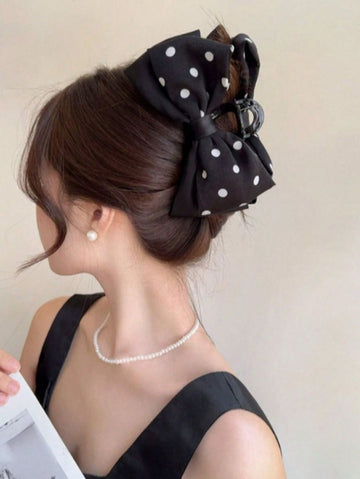 1pc Versatile Polka Dot Double-Sided Bow Clip