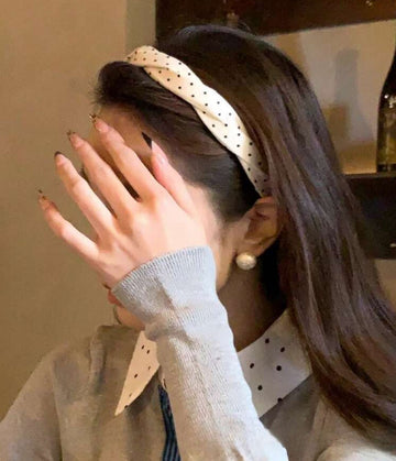 1pc Polka Dot Black & White Headband, Elegant French Style Hair Accessory Hair Band Hair Hoop Hairband Diadema