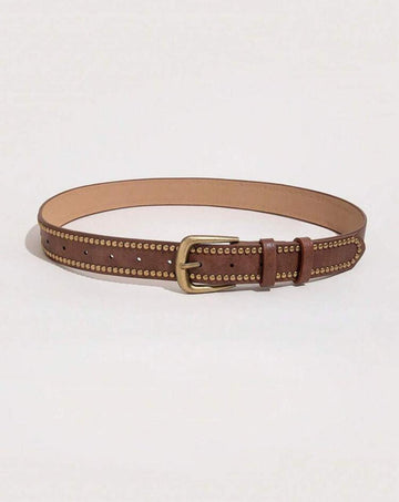 1pc Women's Punk Style Denim Studded Belt With Pin Buckle Boho Halloween Summer, School Fall, Autumn, Halloween