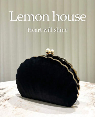 1pc Retro Elegant New Chinese Style Velvet Shell Shaped Evening Bag With Pearl Bracelet
