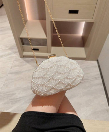 Faux Pearl Decorated Boxy Chain Crossbody Bag, Elegant Pearl Bag, Prom Bag For Party ,Wedding , Wedding, Bags Ladies Elegant, Pearl Bag, Wedding Items