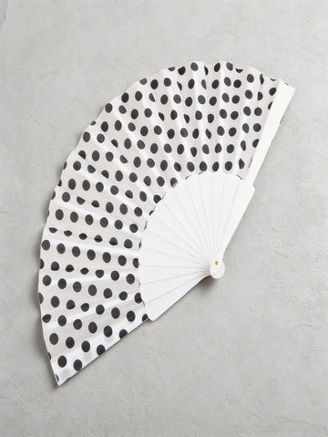 1pc Polka Dot Hand Fan, Lightweight And Foldable, Suitable For Summer Daily Use. It Can Serve As An Aesthetic Photography Prop .