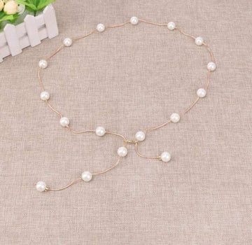 1pc Women Faux Pearl Decor Elegant Chain Belt, For Dress Decoration Halloween Summer, School Fall, Autumn, Halloween