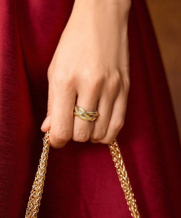 MOTF PREMIUM 18K GOLD PLATED BRAIDED OPEN RING