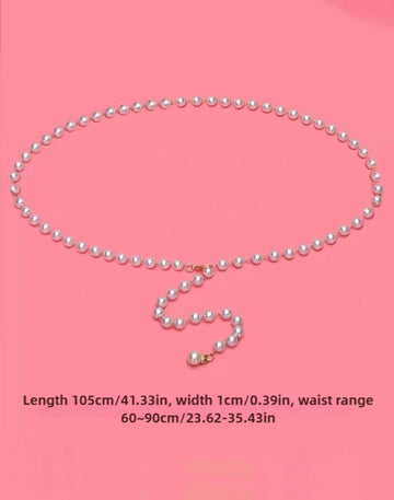 1pc Elegant Premium White Pearl Waist Chain Summer, School Fall, Autumn, Halloween