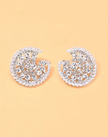 2pcs New Geometric Sparkling Earrings, Rhinestone Elegant Daily Wear Accessories For Women