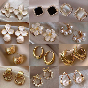 14pcs Luxury Pearl Earrings Set, New Minimalist Unique Design Elegant Earrings For Women