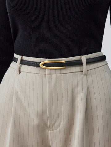 MOTF PREMIUM 1PC WOMEN BASICS SMOOTH BUCKLE SKINNY WAIST BELT, SUITABLE FOR WORK DAILY COMMUTE