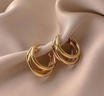 8pcs Retro Luxury Gold Tone Earrings Set, Pearl Stud Earrings, Unique Metal Earrings For Women