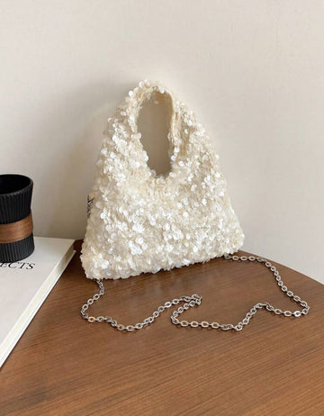 1pc Women's Minimalist Sequin Decor Sparkling Small Handbag, Elegant Evening Clutch Suitable For Dates, Banquets, And Parties , Sequin ,Beach Bag
