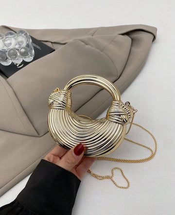Mini Women's New Luxury Gold Designer Brand Woven Strap Handbag, Evening Clutch, Fashion Unique, Best Chain Mini Pouch Coin Purse For Ladies