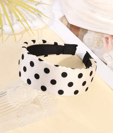 1pc Vintage Polka Dot Wide Band Fabric Headband For Girls, Korean Style Sweet Youthful Hair Accessory For School, Party, Date, Hair Accessories