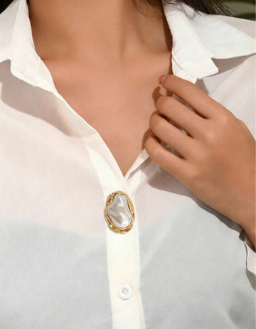 1pc Fashion Elegant Sexy Exaggerated Geometric Meander Water Drop Matte Gold Comma French Shirt Cufflinks & Collar Clips, Women's Premium Accessories Suitable For Party,