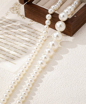 1pc New Designed Multi-Layer Pearl Chain Necklace With Earrings, Personal Elegant Premium Choker For Women