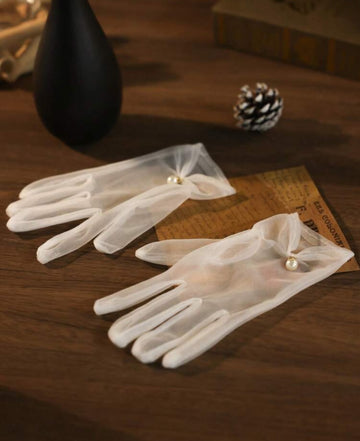 1 Pair Transparent Beaded Bridal Gloves For Women, Wedding/Bridal Accessories