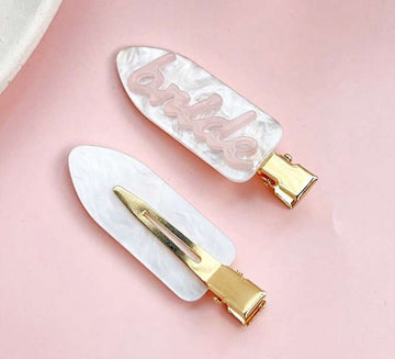 2Pcs Pink Bride Hair Clips, Invisible Bangs & Side, Non-Slip Bangs Barrettes For Bachelorette Wedding Party Favors & Daily Makeup