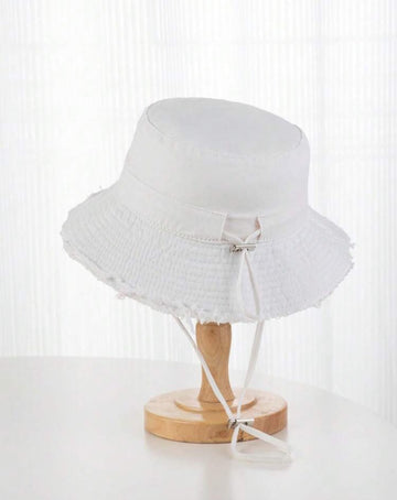1pc Unisex Y2K Style Fringed Bucket Hat, Outdoor Sun Protection Cap Suitable For Outdoor Sport, Daily Commute
