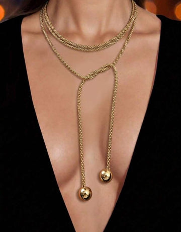 1pc 18K Gold Plated Stainless Steel Layered Necklace For Women, Hypoallergenic Multi-Layer Beaded Pendant Long Chain, Matte Waterproof Statement Bohemian Jewelry, Unique Design For Daily Wear, Party, Wedding, Ideal Gift For Women