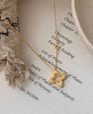 1pc Vintage Four-Leaf Clover Necklace For Women, Luxury Elegant Fashion Choker Necklace, Versatile Collar Necklace